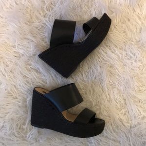 Zara Platform Slip-On Wedges in Black Size 7